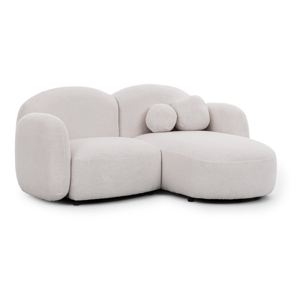 Krémszínű buklé sarokkanapé (jobb oldali-heverő résszel) Orbit – Ropez