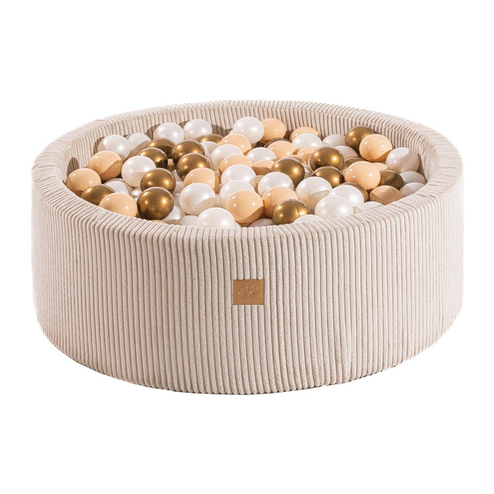 Krémszínű kordbársony labdamedence ø 90x30 cm Montessori – Meowbaby