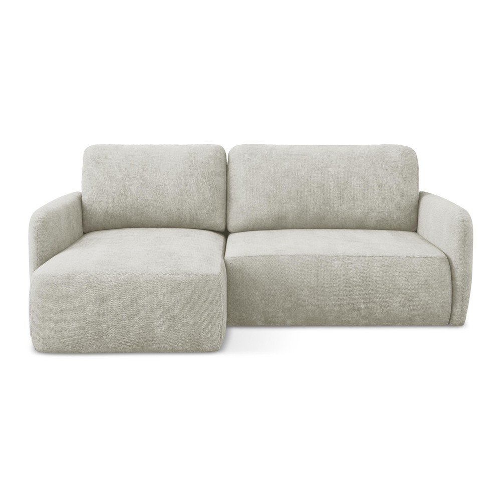 Krémszínű zsenília kinyitható-tárolóhelyes sarokkanapé (bal oldali-heverő résszel) Lilo – Makamii