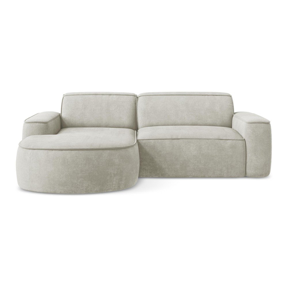 Krémszínű zsenília sarokkanapé (bal oldali-heverő résszel) Omao – Makamii