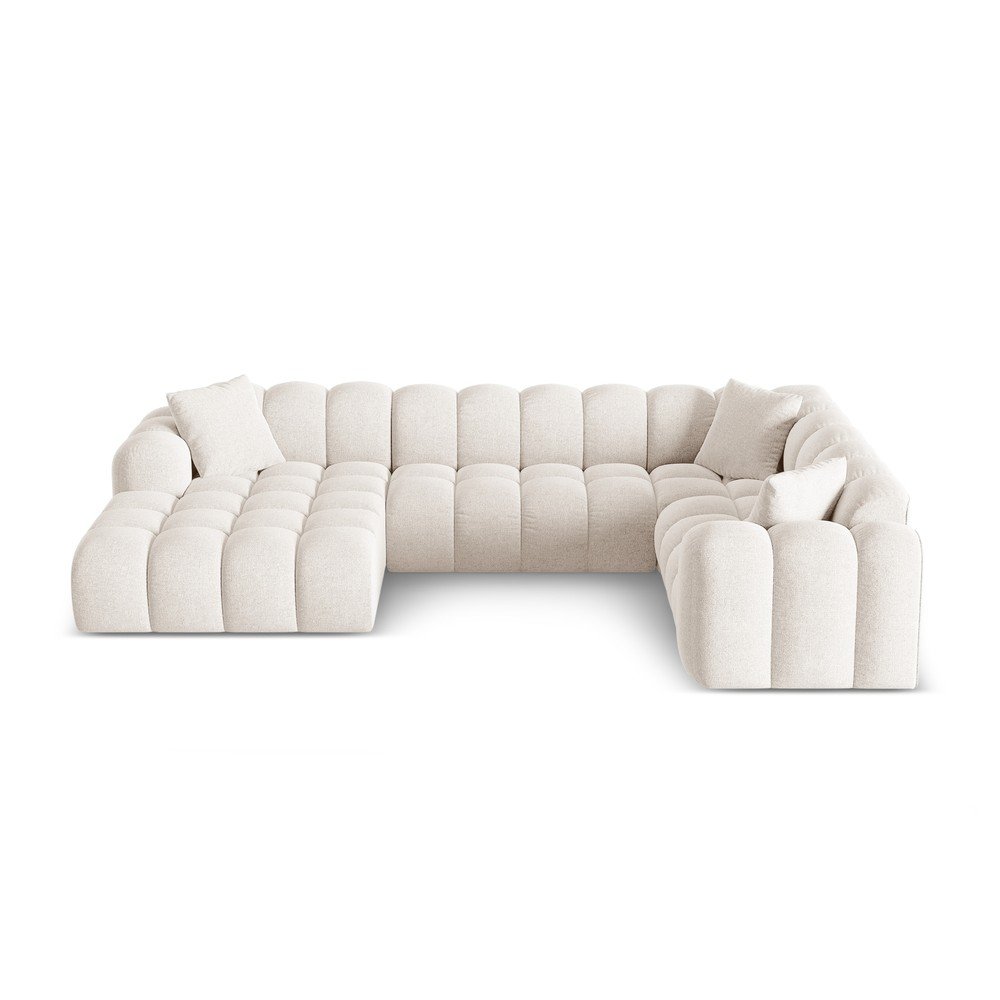 Krémszínű zsenília sarokkanapé (jobb oldali-U alakú) Treno – Cosmopolitan Design
