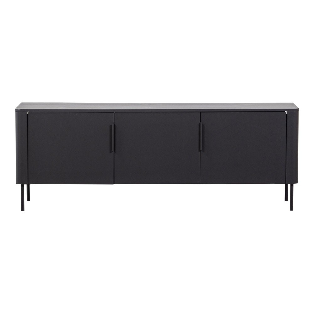 Matt fekete borovi fenyő TV-állvány 154x56x44 cm Gunnar – WOOOD