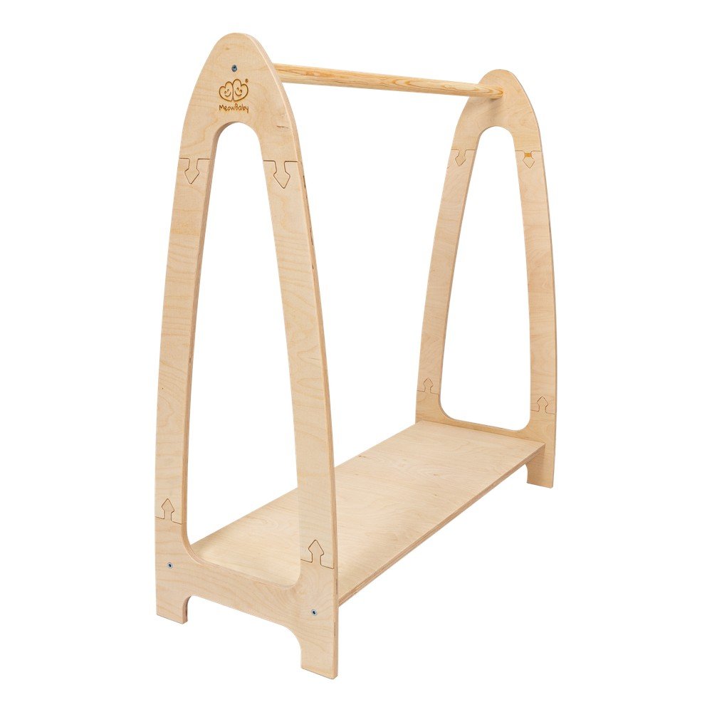 Natúr színű gyerek fogas borovi fenyő dekorral 60x96 cm Montessori – Meowbaby