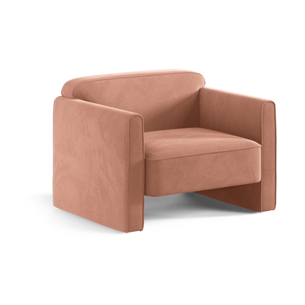 Rózsaszín bársony fotel Abby – Micadoni