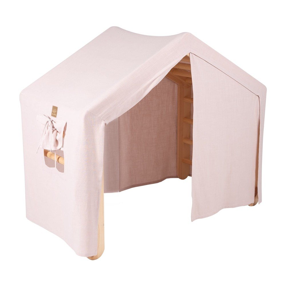 Rózsaszín-natúr színű borovi fenyő pikler háromszög 112x61x94 cm Montessori – Meowbaby