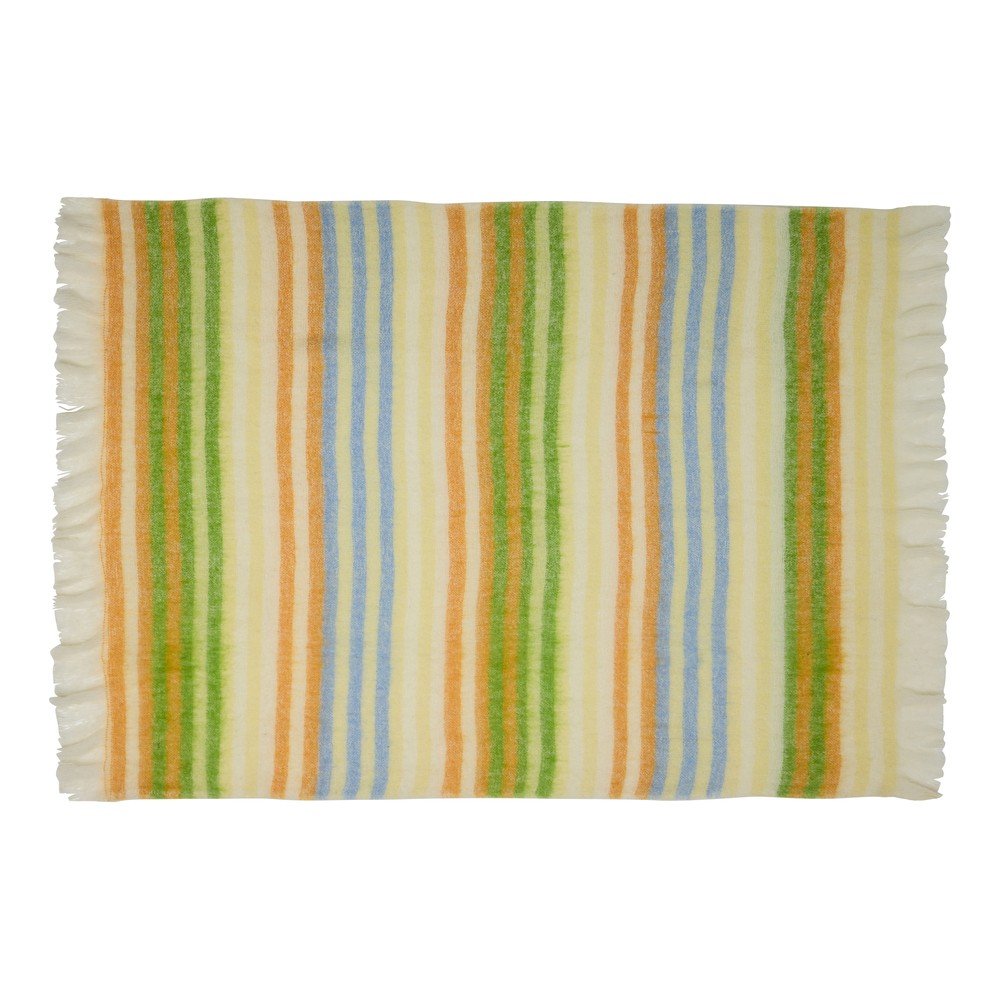 Sárga-zöld gyapjúkeverék takaró 140x200 cm Loom – Hübsch