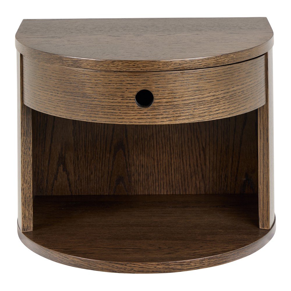 Sötét natúr színű éjjeliszekrény tölgyfa dekorral Paron – Actona