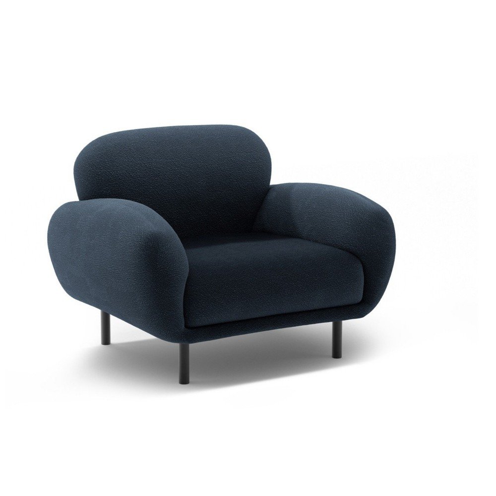 Sötétkék buklé fotel Poppy – Micadoni