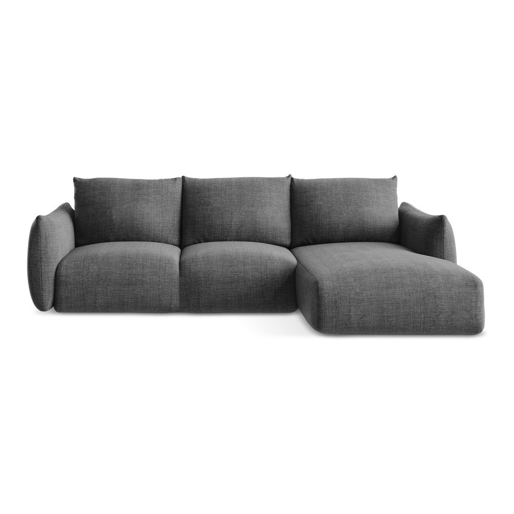 Sötétszürke kinyitható sarokkanapé (jobb oldali-heverő résszel) Leila – Makamii
