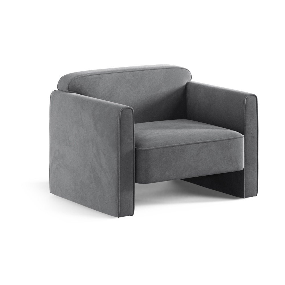 Szürke bársony fotel Abby – Micadoni