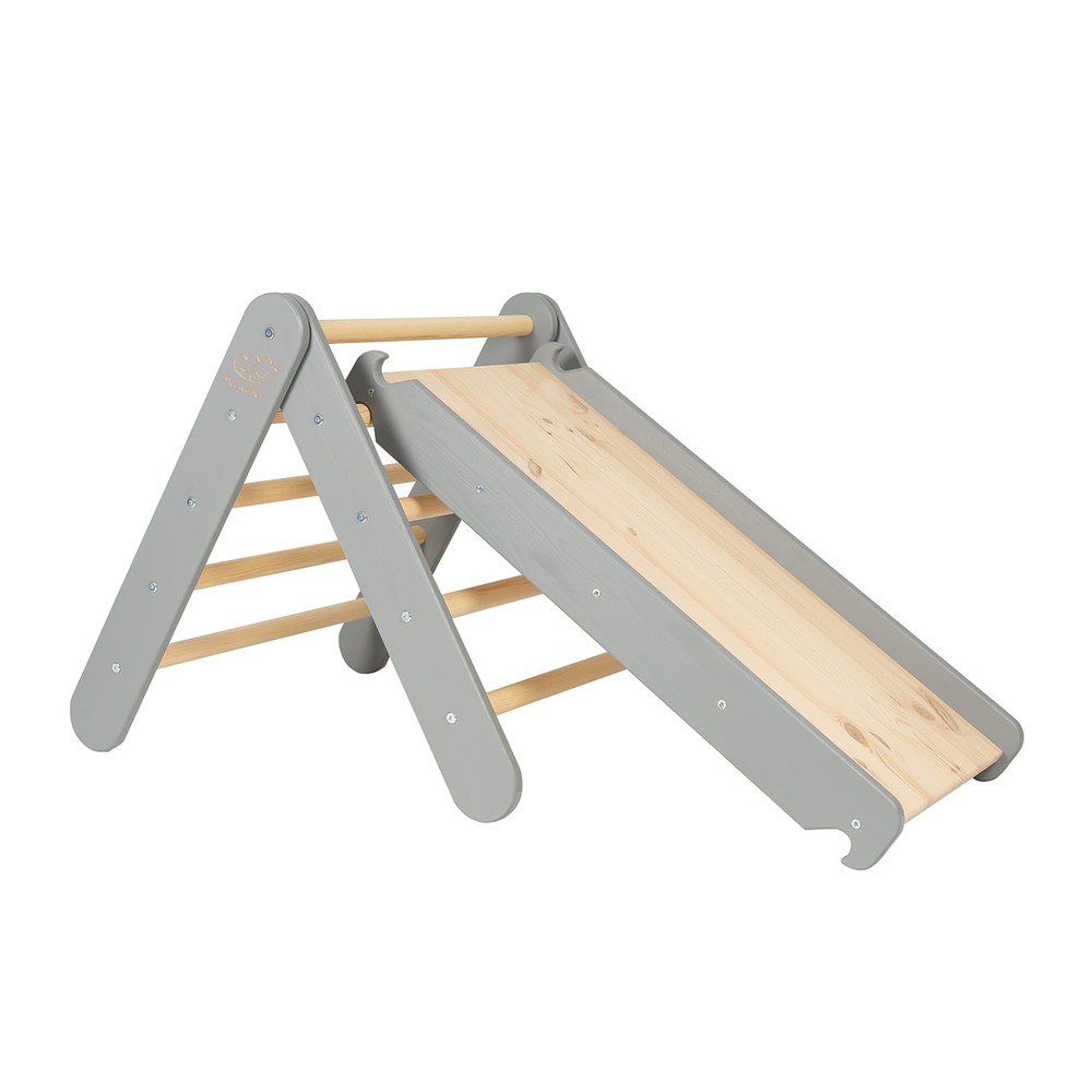 Szürke borovi fenyő pikler háromszög 46x87x60 cm Montessori – Meowbaby