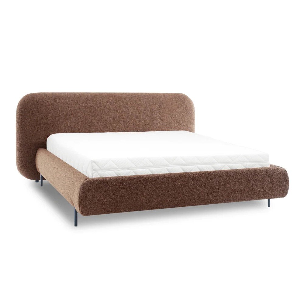 Terrakotta színű kárpitozott ágyneműtartós franciaágy ágyráccsal 140x200 cm Pointt – ELTAP