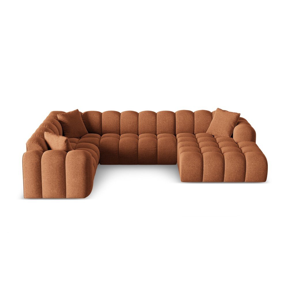 Terrakotta színű zsenília sarokkanapé (bal oldali-U alakú) Treno – Cosmopolitan Design