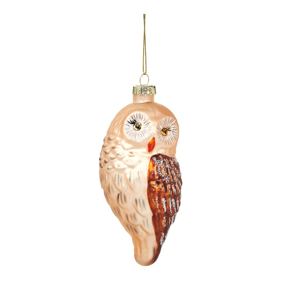Üveg kézzel készített karácsonyfadísz 13 cm Owl – Sass & Belle