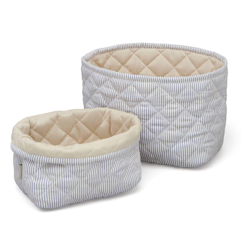 Világoskék textil játéktároló kosár szett 2 db-os Classic Stripes Blue