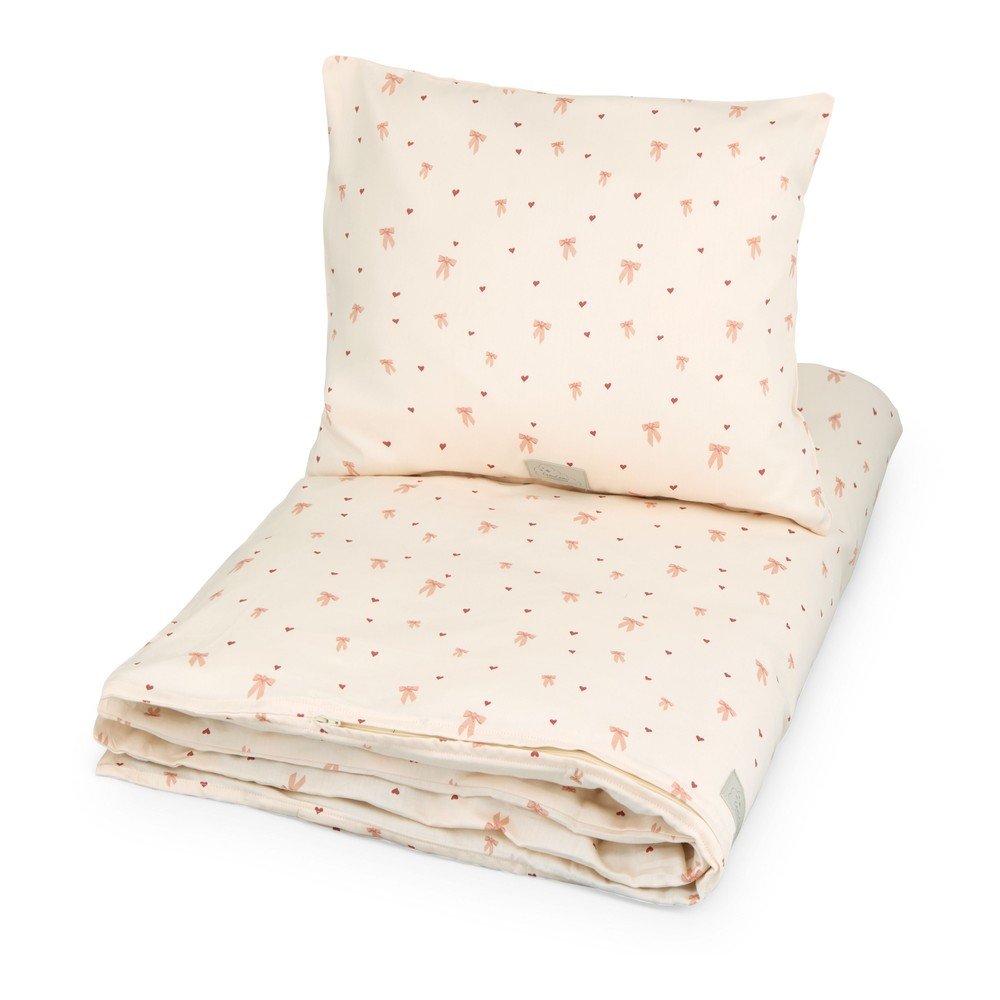 Világossárga-rózsaszín egyszemélyes bio pamut gyerek ágyneműhuzat 140x200 cm Bows – Cam Cam Copenhagen