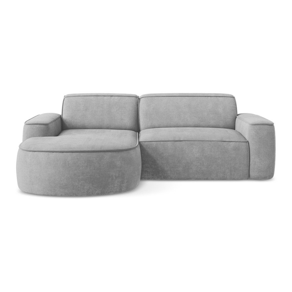 Világosszürke zsenília sarokkanapé (bal oldali-heverő résszel) Omao – Makamii