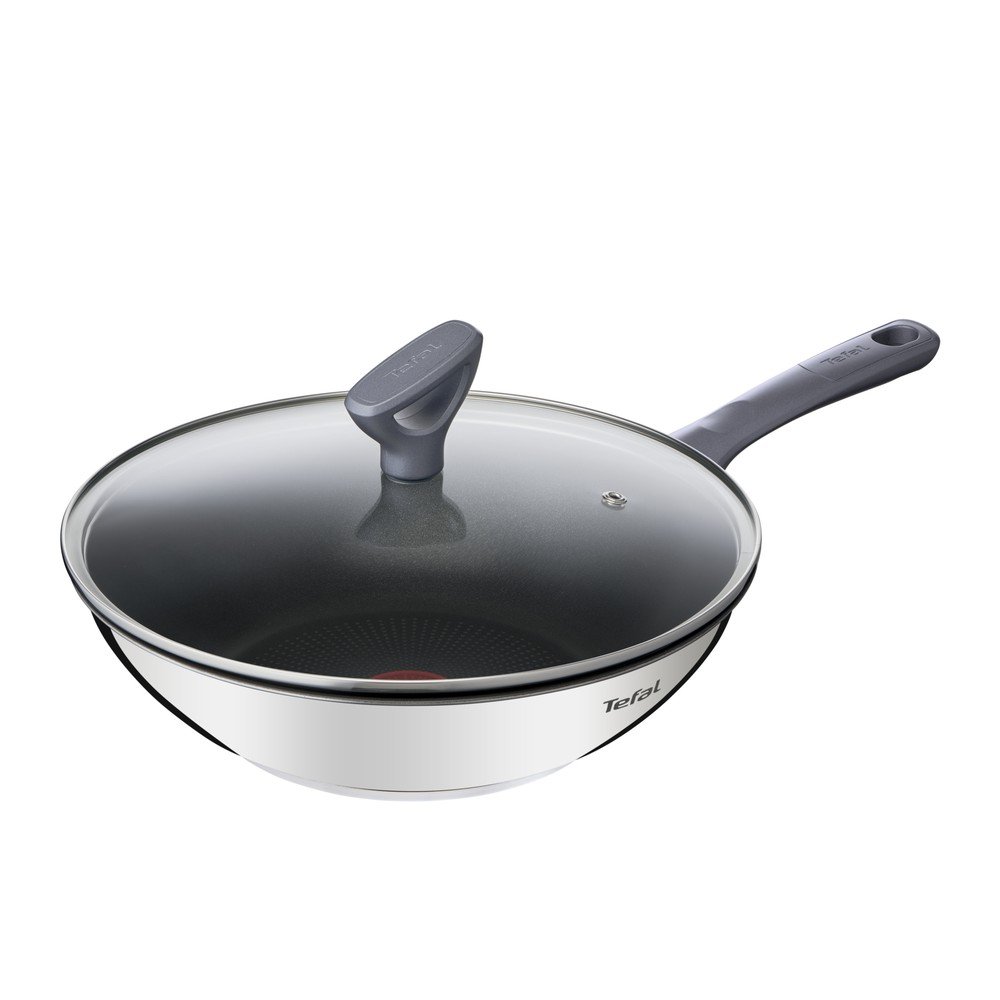 Wok rozsdamentes acél serpenyő fedővel-tapadásmentes felülettel ø 28 cm Daily Cook G7309955 – Tefal