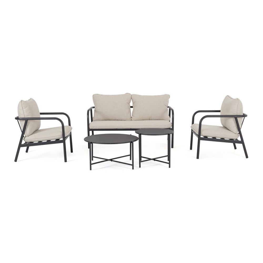 Bézs acél négyszemélyes kerti lounge szett Ostuni – Bizzotto