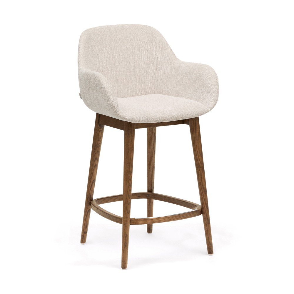 Bézs kárpitozott karfás bárszék (ülésmagasság 66 cm) Konna – Kave Home