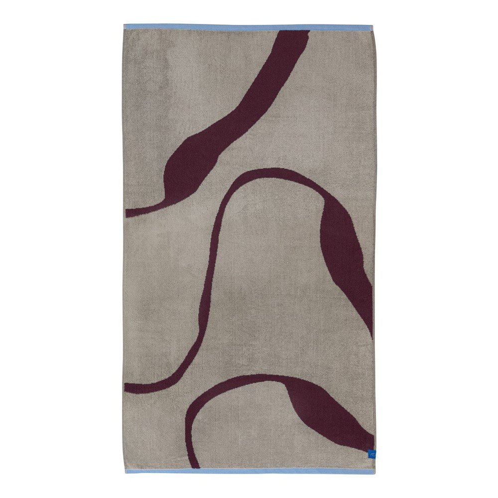 Borvörös-szürkésbézs frottír bio pamut fürdőlepedő 70x133 cm Nova Arte  – Mette Ditmer Denmark