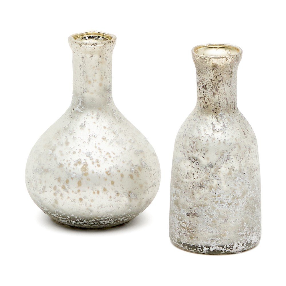 Ezüstszínű kézzel készített váza készlet 2 db-os (magasság 13 cm) Deila – Kave Home