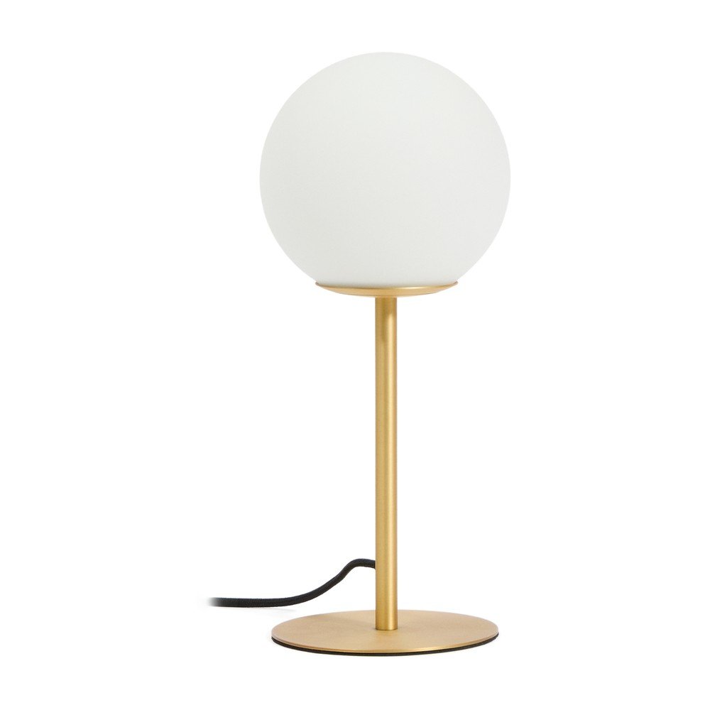 Fehér-aranyszínű asztali lámpa üveg búrával (magasság 35 cm) Brisia – Kave Home