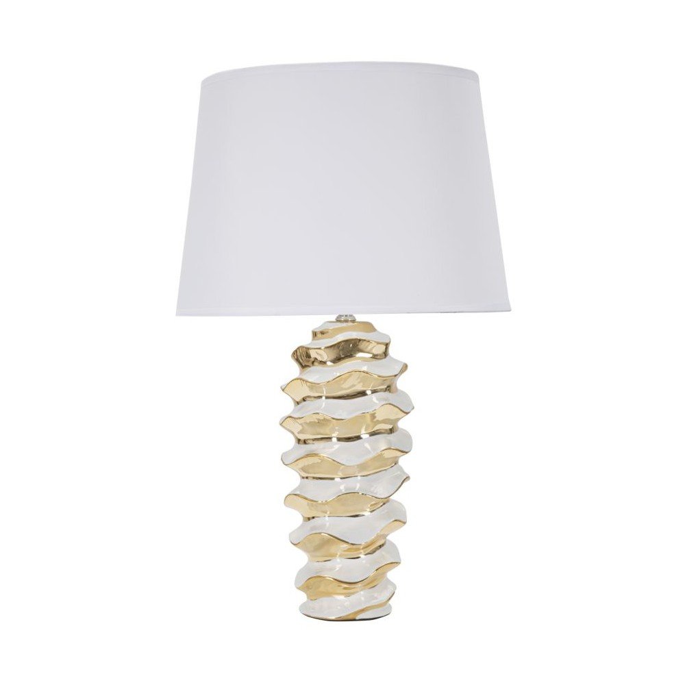 Fehér-aranyszínű kerámia asztali lámpa textil búrával (magasság 53 cm) Glam Space – Mauro Ferretti