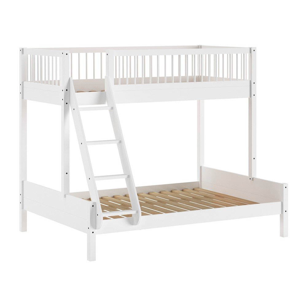 Fehér bükkfa emeletes gyerekágy ágyráccsal 140x200-90x200 cm Forrest – Vipack