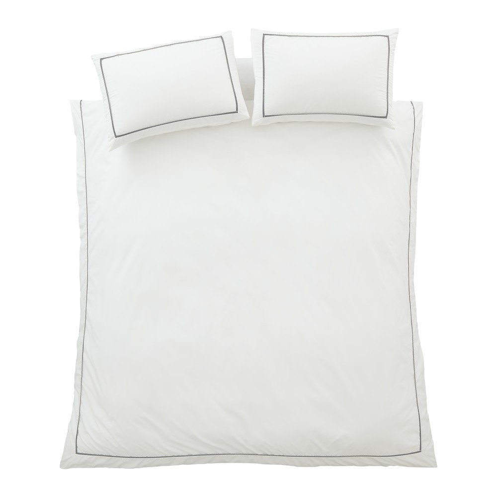 Fehér kétszemélyes háromrészes pamut-perkál ágyneműhuzat 200x200 cm Contrast Trim – Bianca