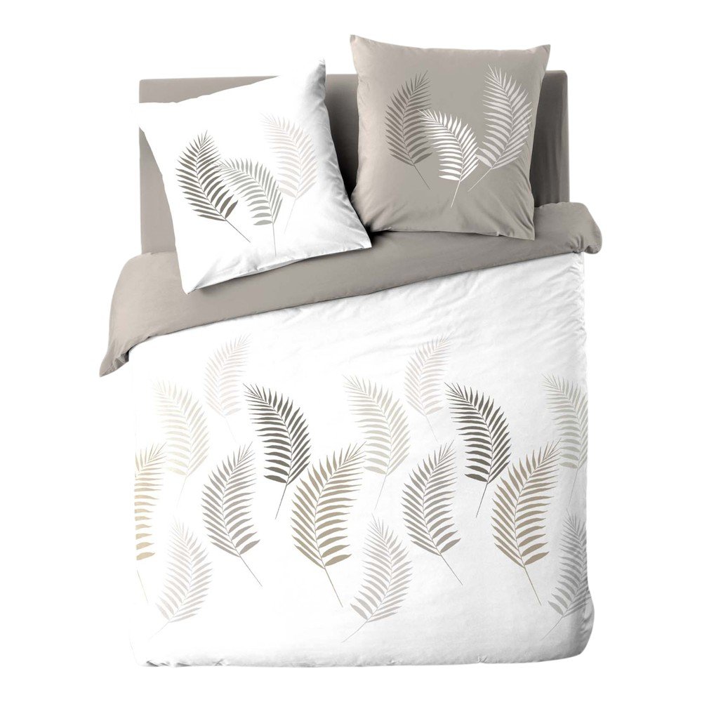 Fehér-szürke kétszemélyes pamut ágyneműhuzat 200x200 cm Goyave – douceur d'intérieur