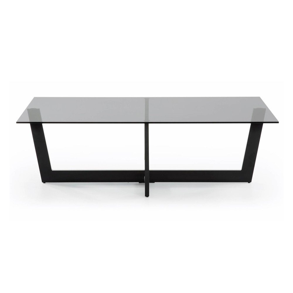 Fekete dohányzóasztal üveg asztallappal 70x120 cm Plam – Kave Home