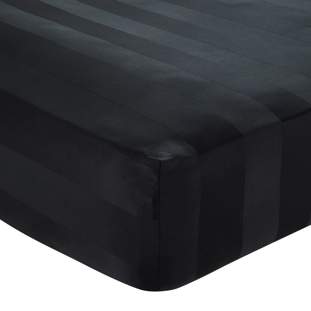 Fekete gumis szatén lepedő 150x200 cm So Soft Satin Stripe – Catherine Lansfield