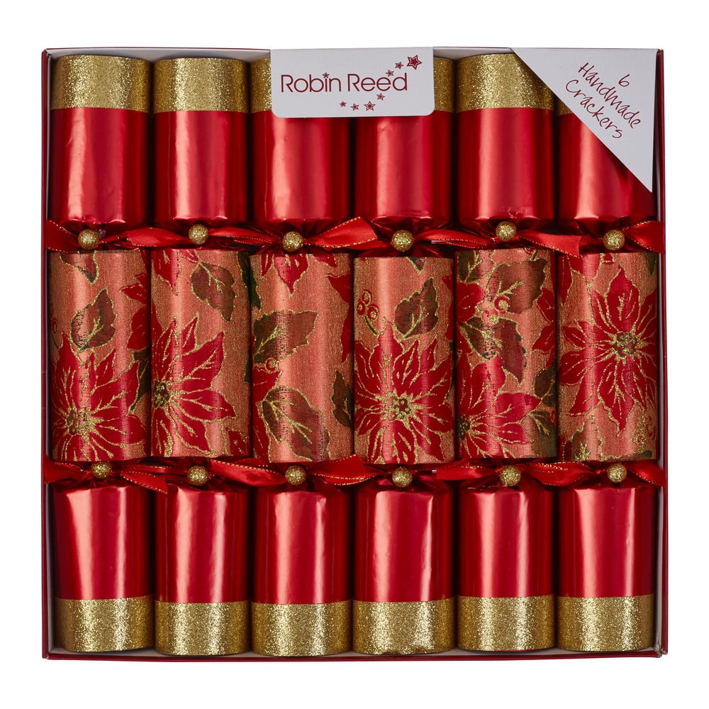 Karácsonyi cracker szett 6 db-os Glittery Poinsettia – Robin Reed