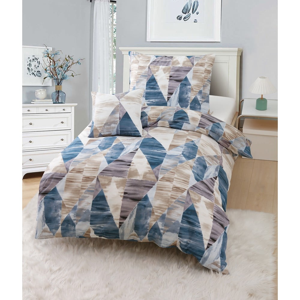 Kék-barna egyszemélyes háromrészes mikroszatén ágyneműhuzat 140x200 cm Eden – JAHU collections