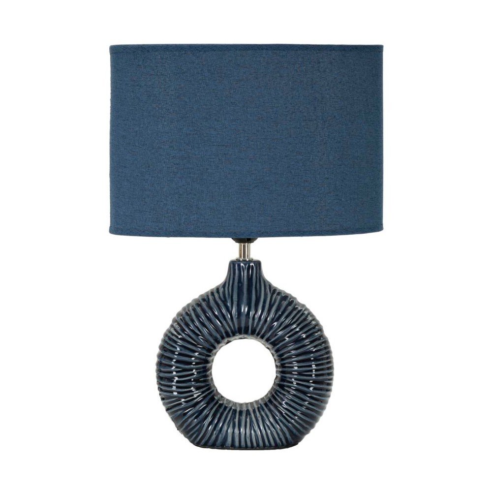 Kék kerámia asztali lámpa textil búrával (magasság 43 cm) Seta – Mauro Ferretti