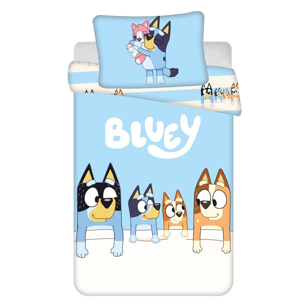Kék pamut gyerek ágyneműhuzat babaágyhoz 100x135 cm Bluey – Jerry Fabrics