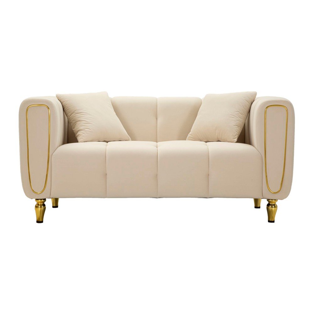 Krémszínű bársony kanapé 155 cm Alma – Mauro Ferretti