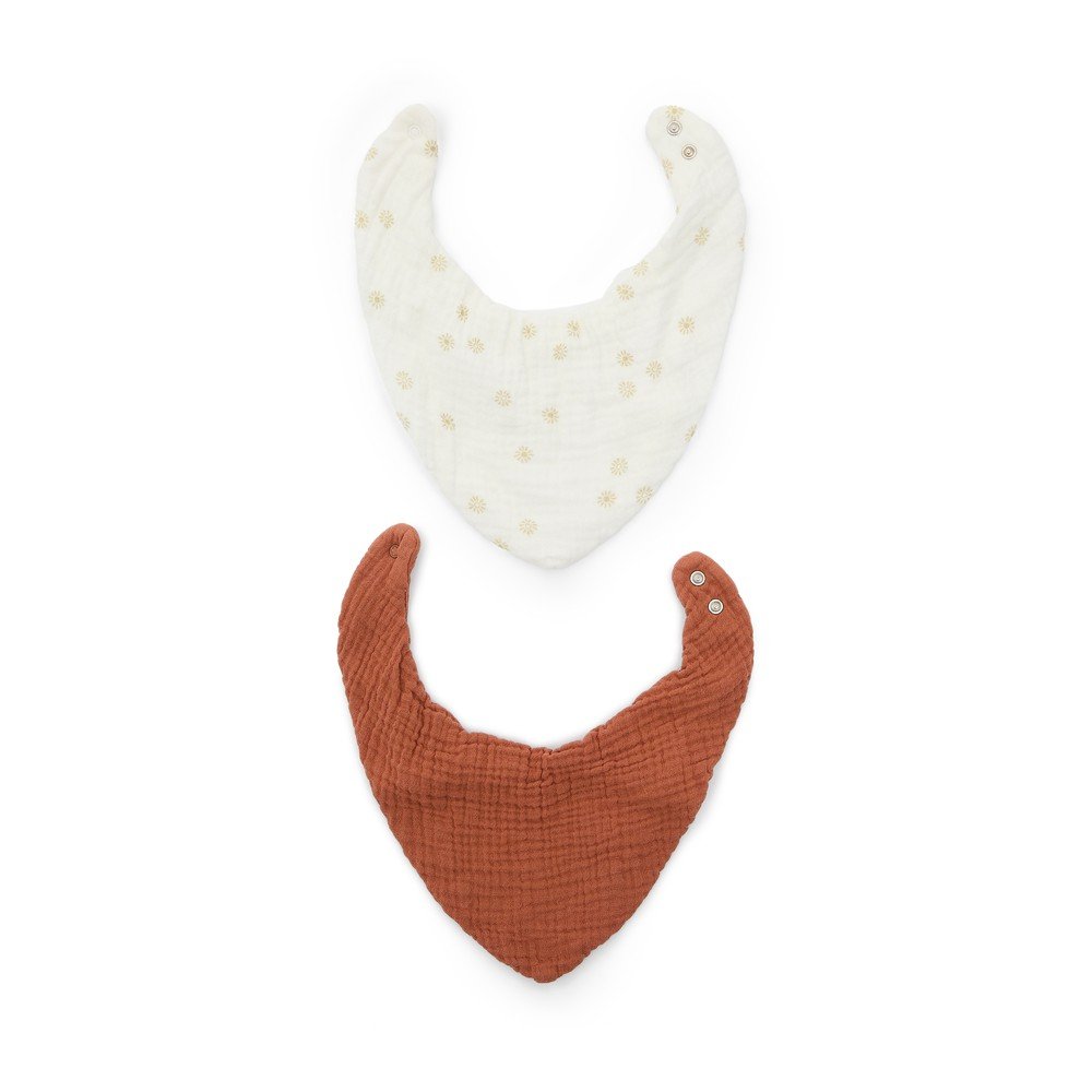 Krémszínű-terrakotta színű pamut nyálfogó készlet 2 db-os Olna – Kave Home