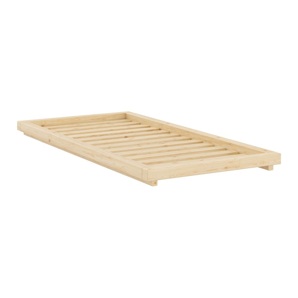 Natúr színű borovi fenyő egyszemélyes ágy ágytámla nélkül ágyráccsal 90x200 cm Dock – Karup