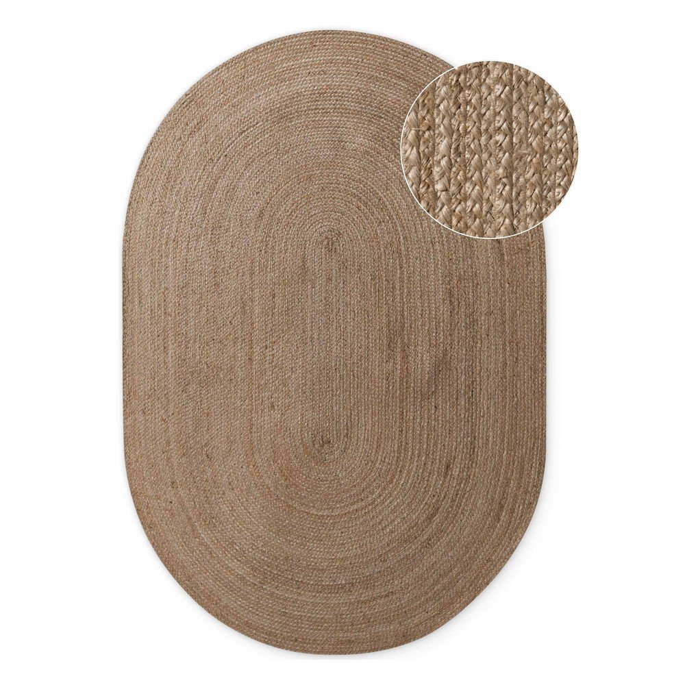 Sötét natúr színű kétoldalas-kézi szövésű juta szőnyeg 160x230 cm Braided – Hanse Home