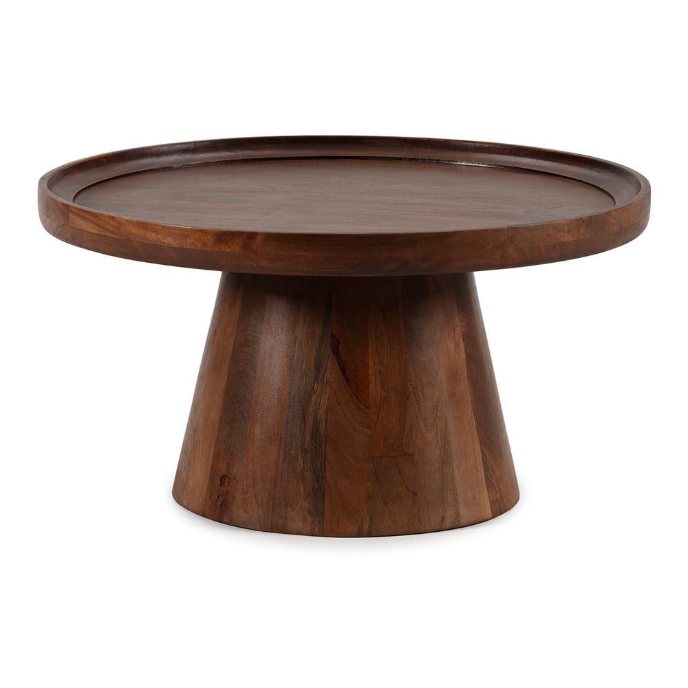 Sötétbarna mangófa kerek dohányzóasztal ø 80 cm Rose – MOME