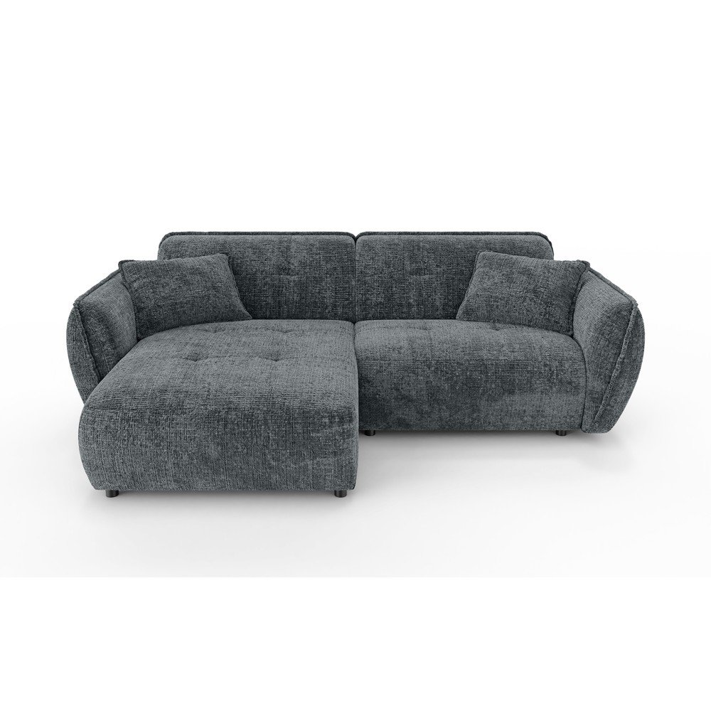 Sötétszürke zsenília sarokkanapé (bal oldali-heverő résszel) Nelia – Ropez
