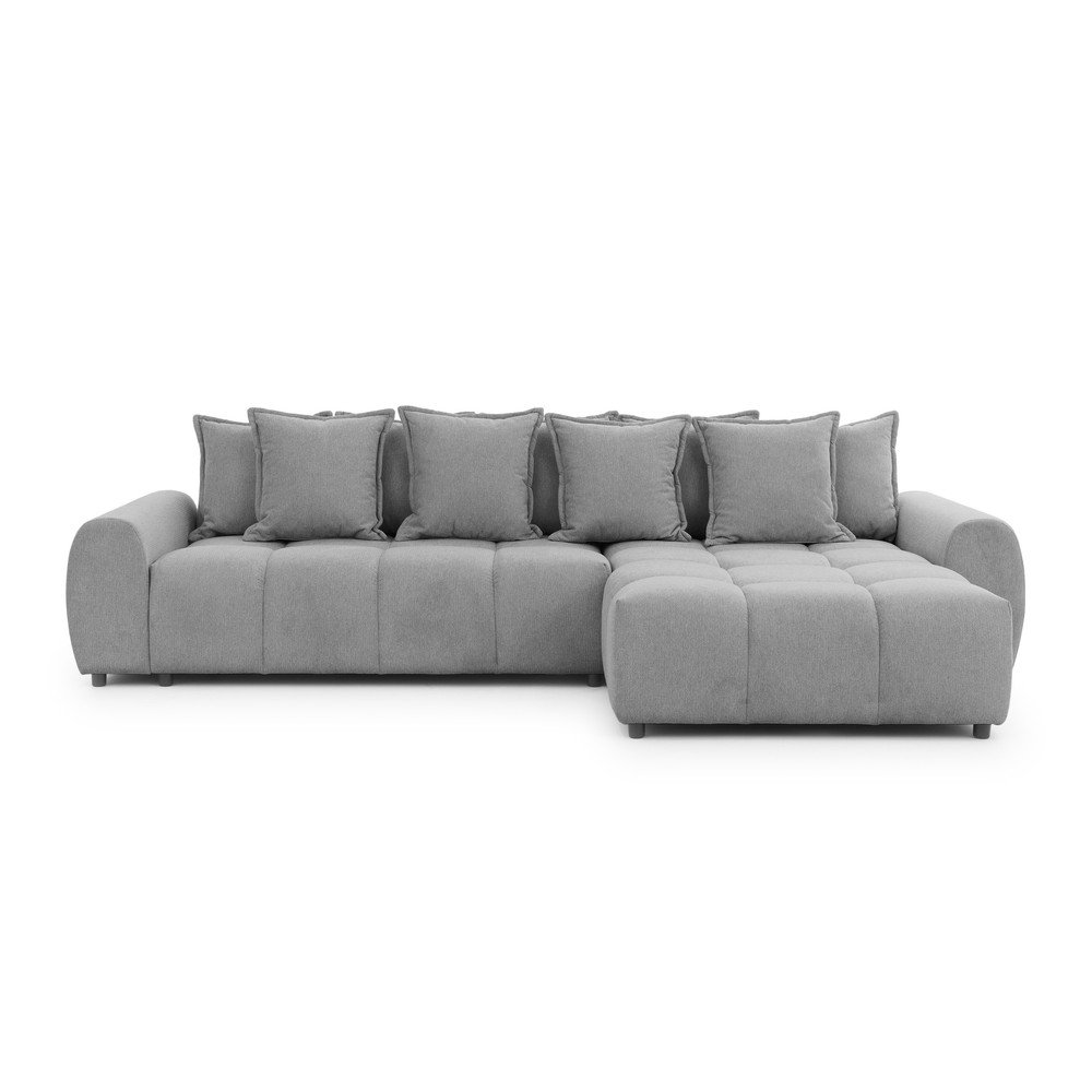 Szürke sarokkanapé (jobb oldali-heverő résszel) Albane  – Ropez
