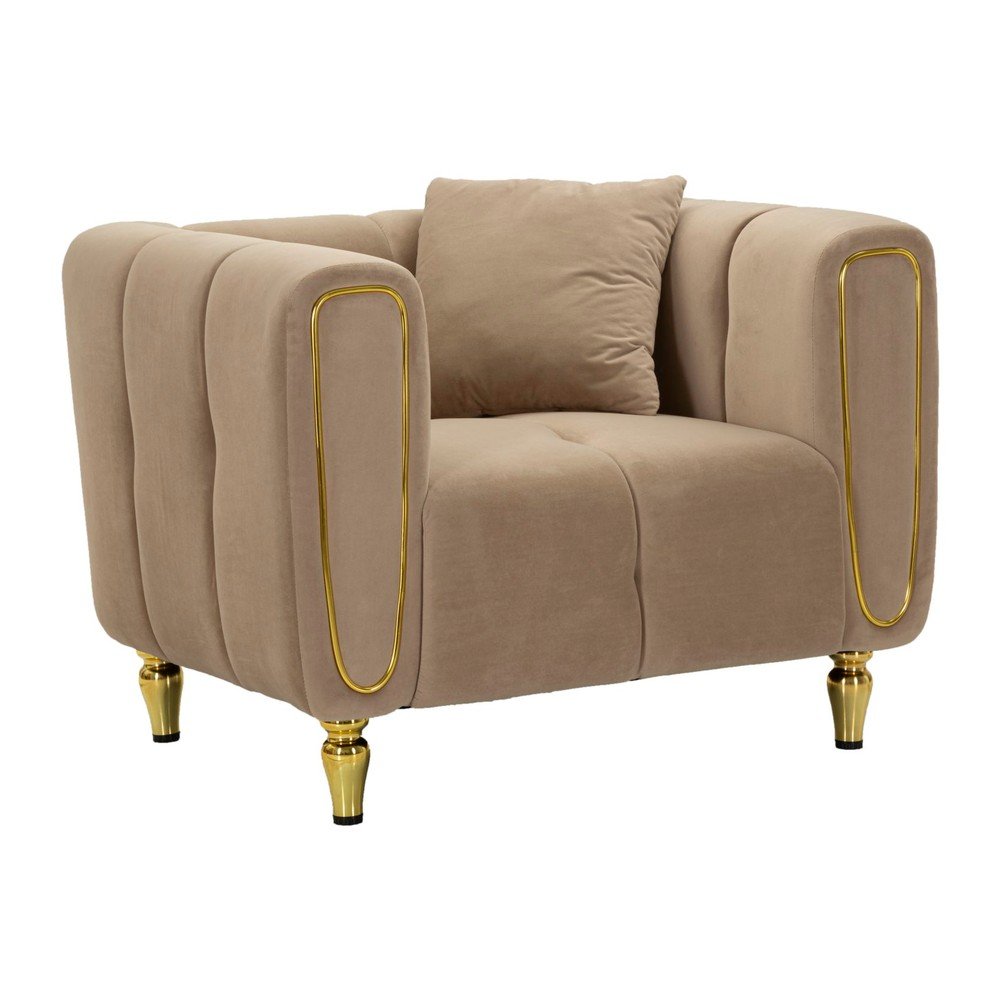 Szürkésbarna bársony fotel Alma – Mauro Ferretti