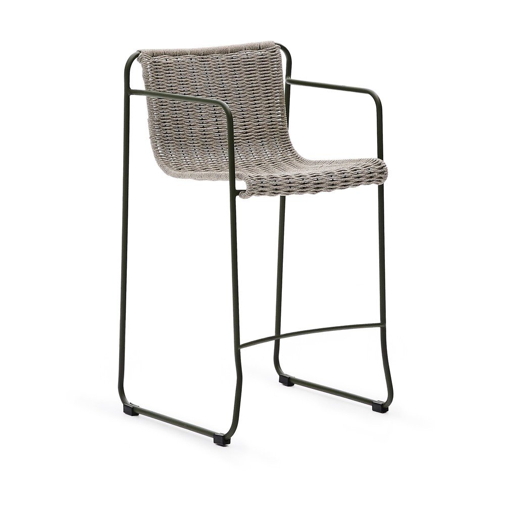 Szürkészöld fém kerti bárszék Maurina – Kave Home