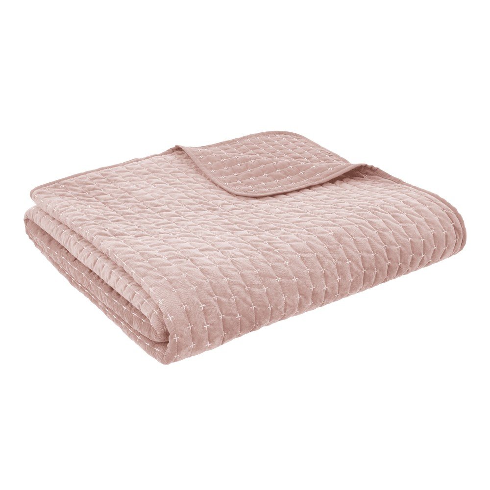 Törtrózsaszín bársony steppelt ágytakaró 240x260 cm Attica Velvet – Bianca