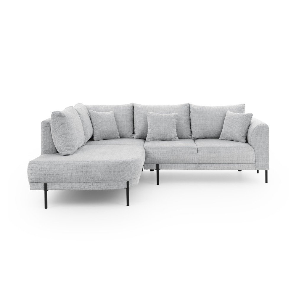 Világosszürke zsenília sarokkanapé (bal oldali-L alakú) Mauris  – Ropez