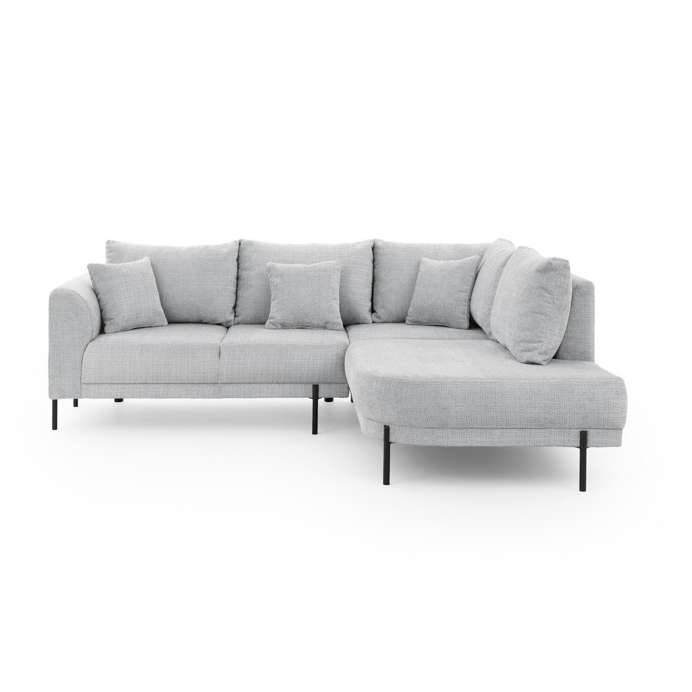 Világosszürke zsenília sarokkanapé (jobb oldali-L alakú) Mauris  – Ropez