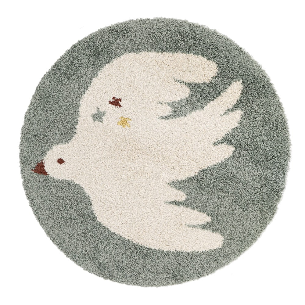 Világoszöld gyerek szőnyeg ø120 cm Bohemian Bird Aqua – Nattiot